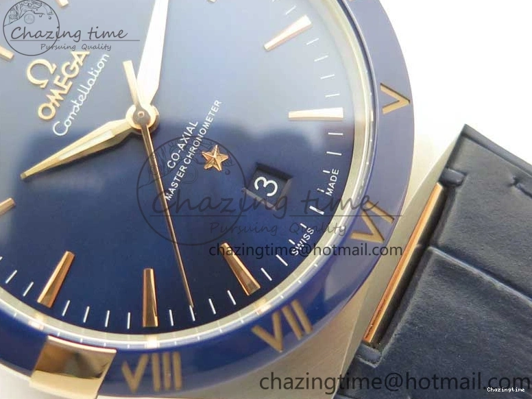 0409 Chic Constellation 131.33.41.21.03.001 SS RG TW Best Edition Blue Dial On Gummy Strap A 7872
